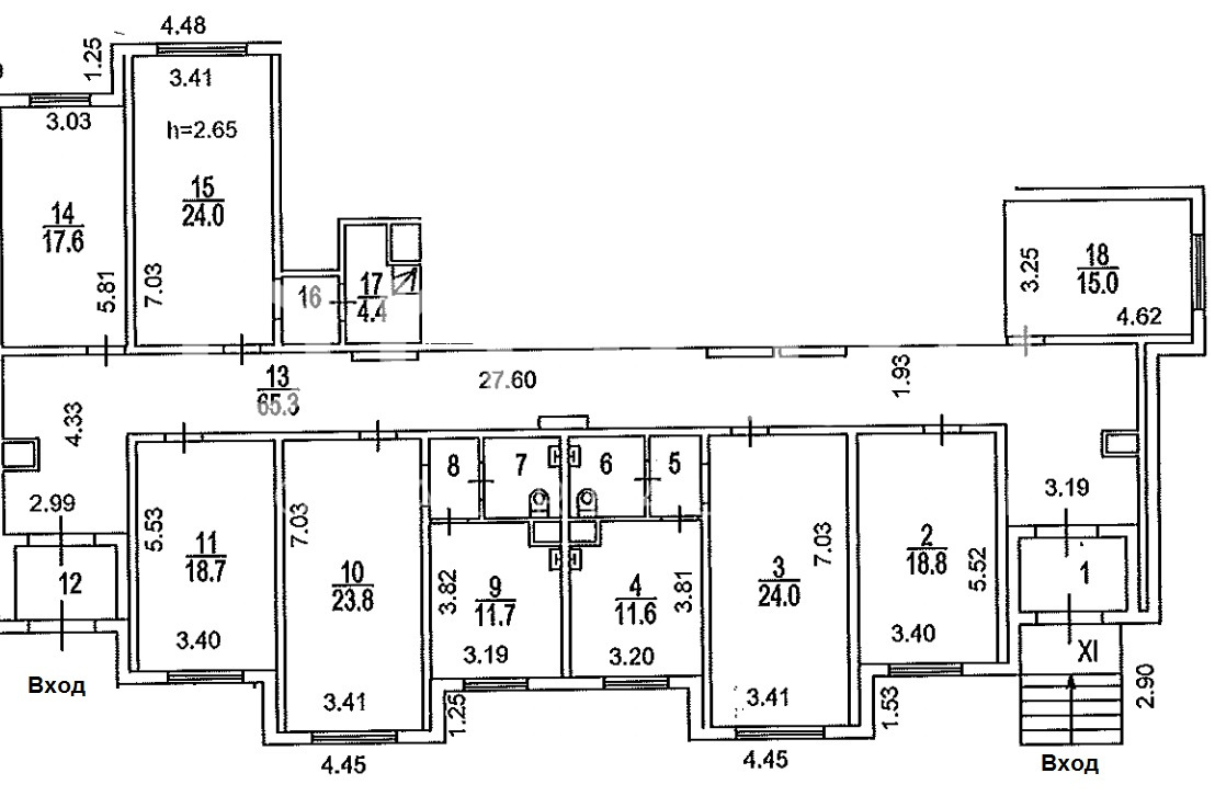 Планировка офиса 258.2 м², 1 этаж, Жилое здание «г Москва, Варшавское ш., 120, кор. 2»
